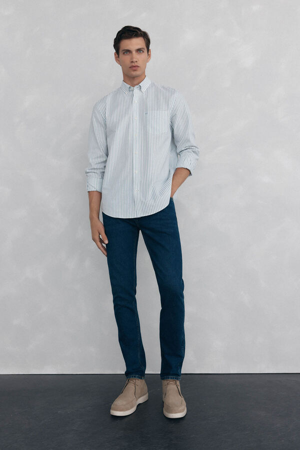 Pedro del Hierro Camisa de rayas oxford non iron Azul