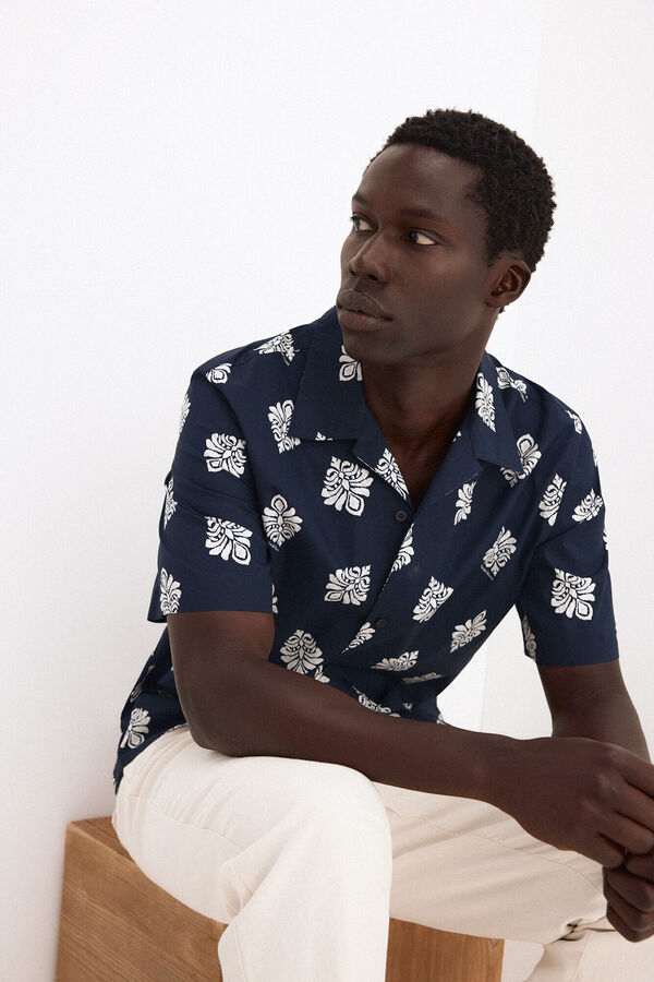 Pedro del Hierro Camisa estampada manga corta Azul