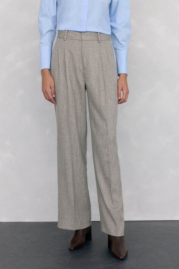 Pedro del Hierro Pantal&oacute;n recto de textura espiga Gris