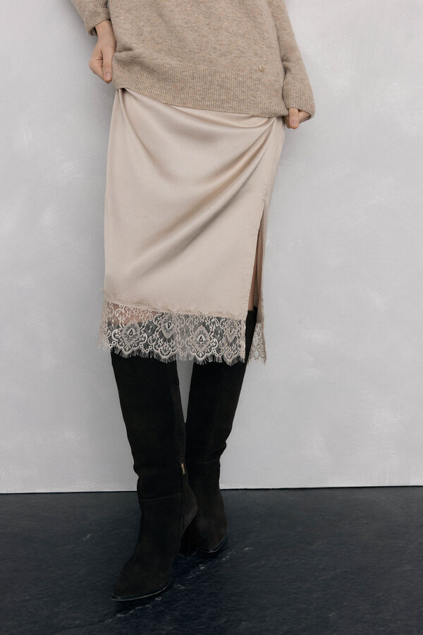 Pedro del Hierro Vestido de punto lencero Beige
