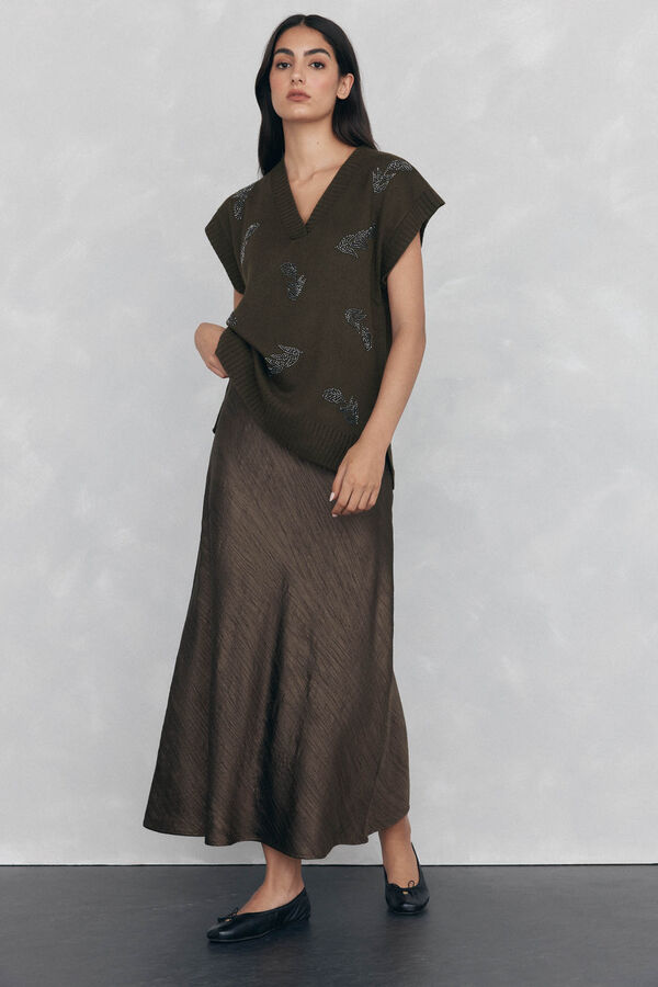 Pedro del Hierro Falda de estructura satinada Verde