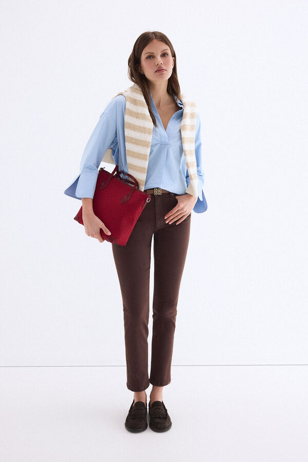 Pedro del Hierro Jeans skinny push up Marr&oacute;n