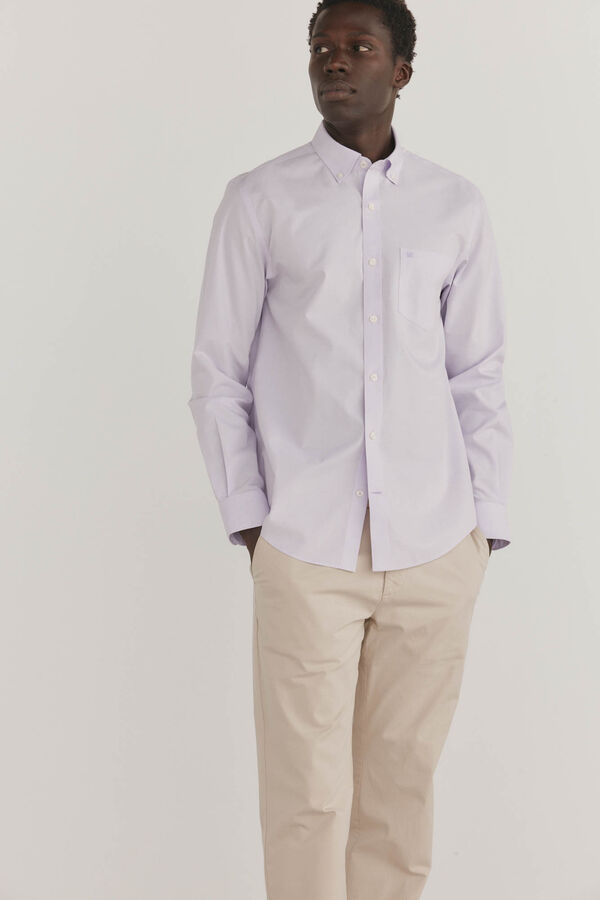 Pedro del Hierro Camisa non iron + antimanchas lisa Morado