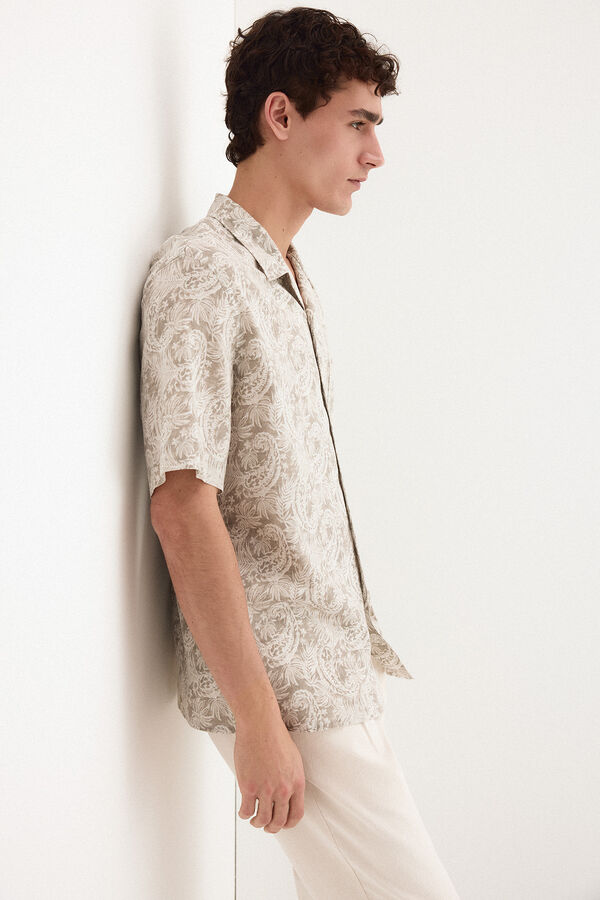 Pedro del Hierro Camisa estampada manga corta Beige