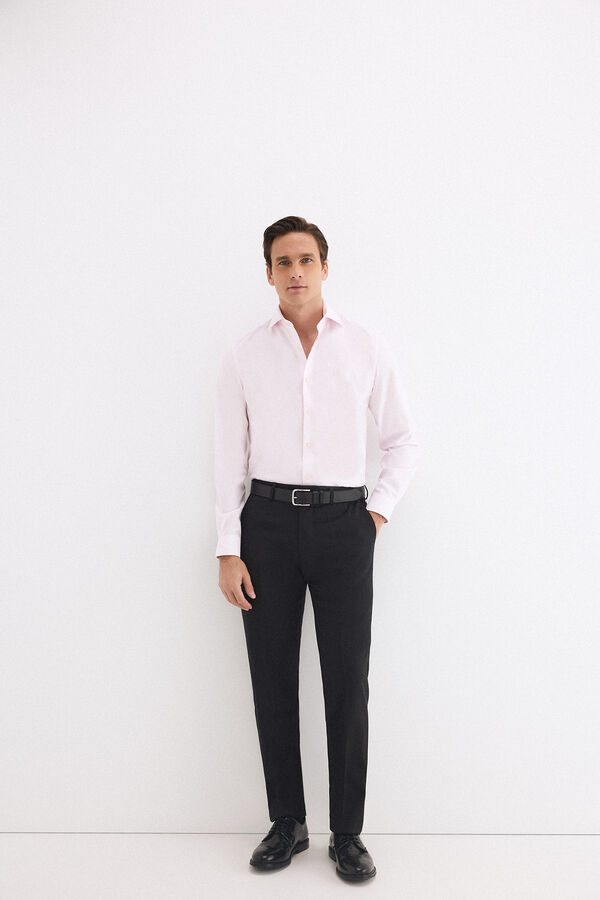 Pedro del Hierro Camisa vestir lisa non iron + antimanchas Rosa
