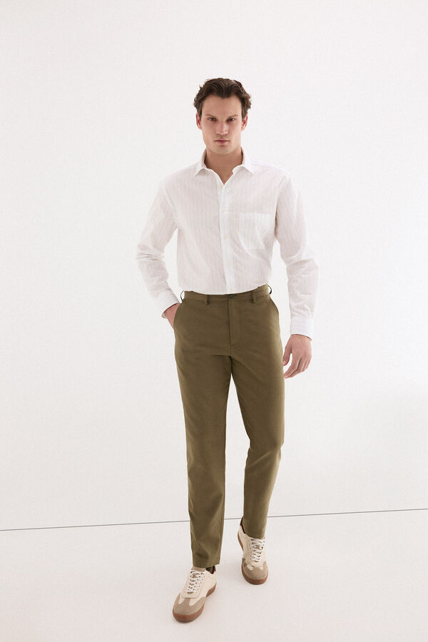 Pedro del Hierro Pantal&oacute;n lino worker regular Verde