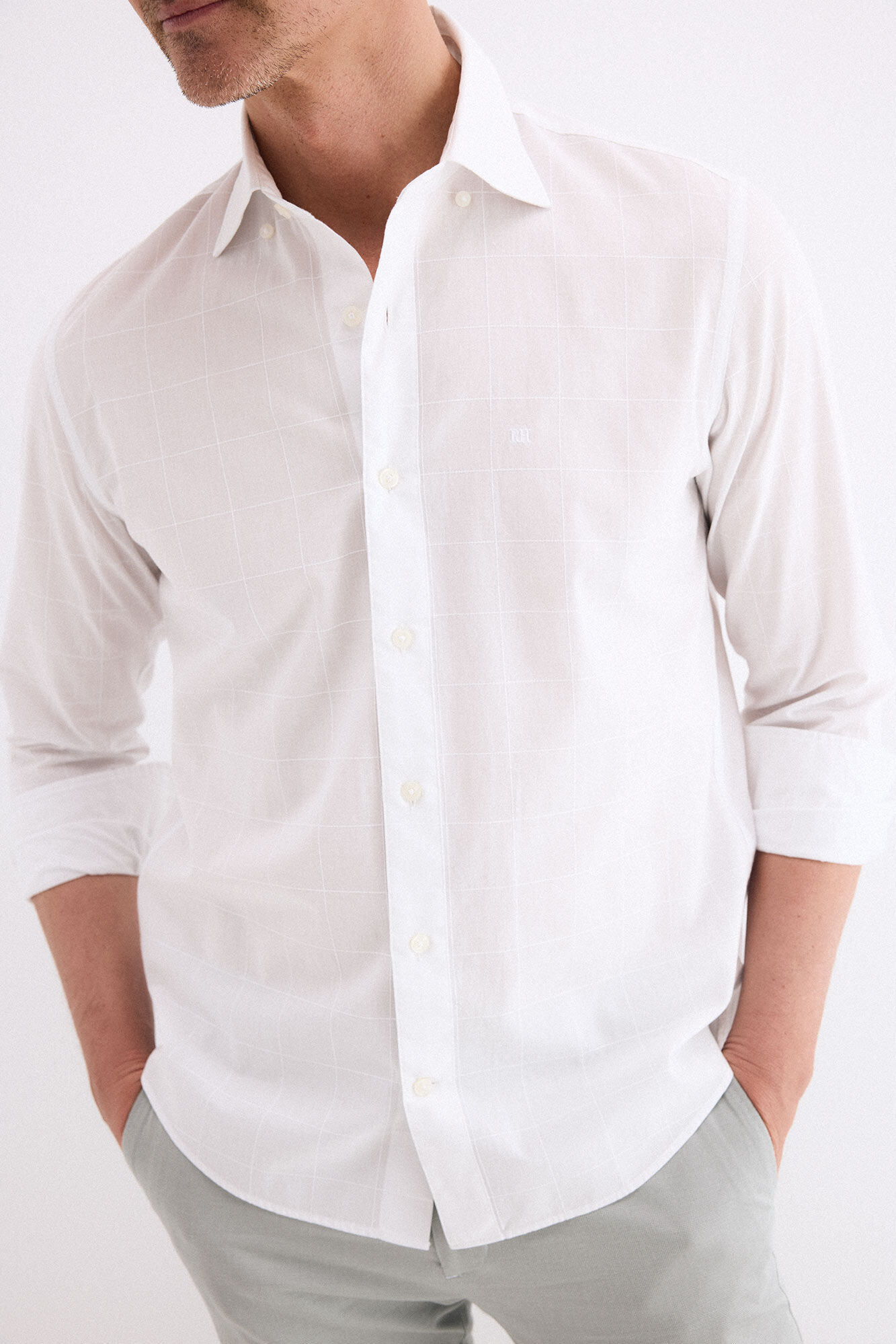 Pedro del Hierro Camisa popel&iacute;n labrado cuadros