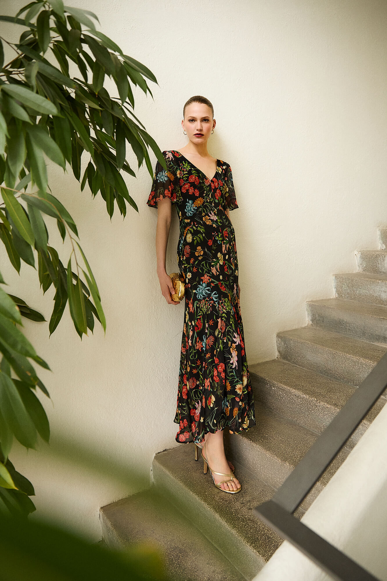 Pedro del Hierro Vestido largo estampado con cortes