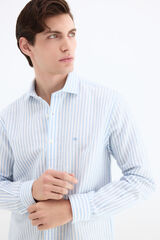 Pedro del Hierro Camisa de vestir rayas lino f&aacute;cil plancha Azul
