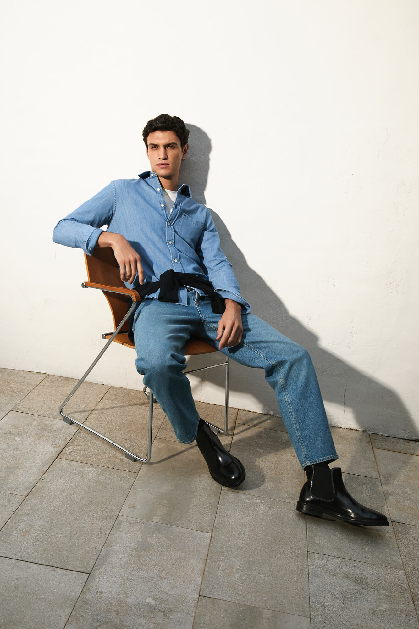 Pedro del Hierro Camisa denim tejido italiano