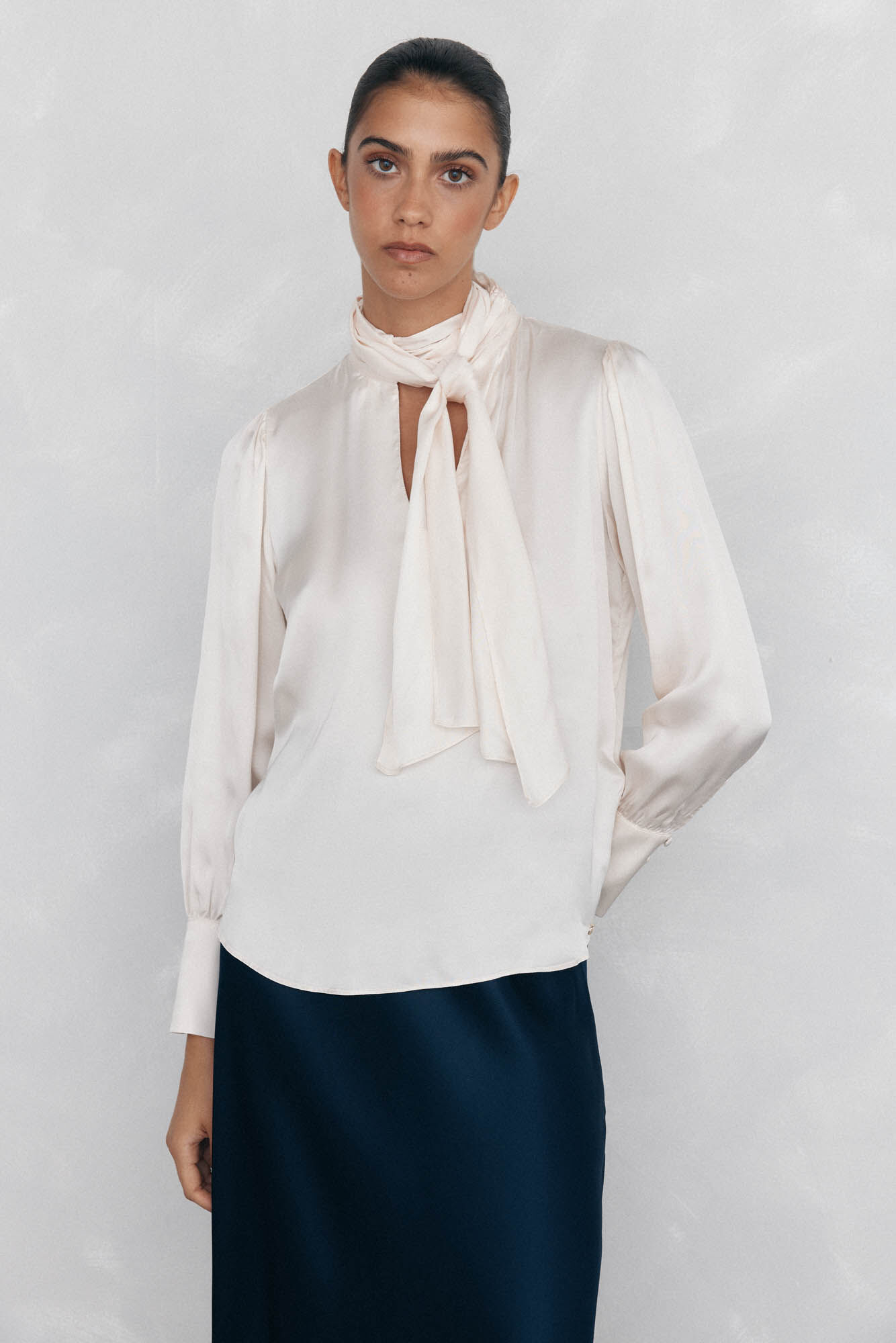 Pedro del Hierro Blusa satinada con lazo