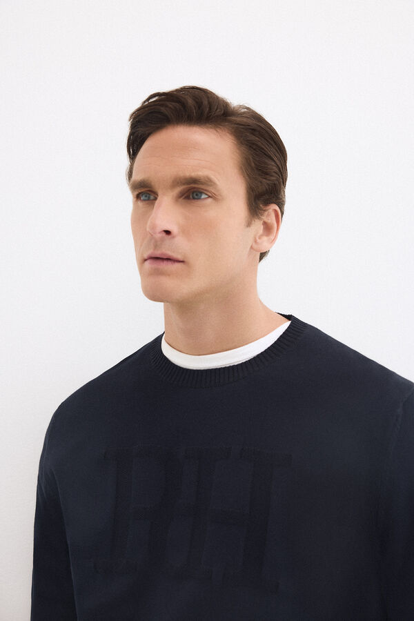 Pedro del Hierro Jersey cuello redondo big logo pecho Azul