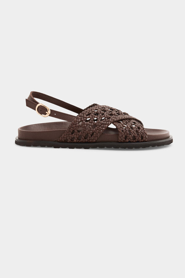Pedro del Hierro Sandalia trenzada Marr&oacute;n