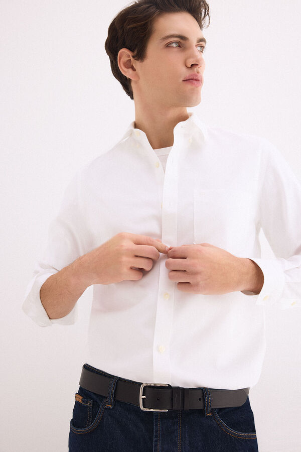 Pedro del Hierro Camisa non iron + antimanchas lisa Blanco