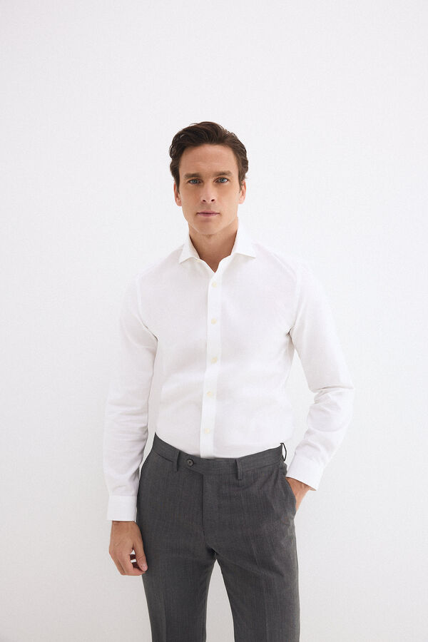 Pedro del Hierro Camisa vestir lisa non iron + antimanchas slim fit Blanco
