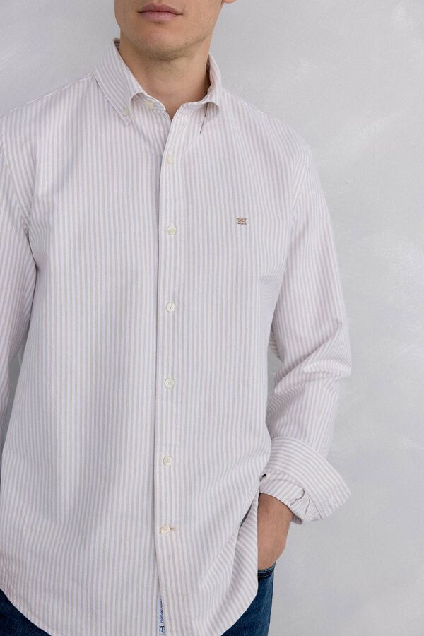 Pedro del Hierro Camisa iconic oxford raya candela Beige