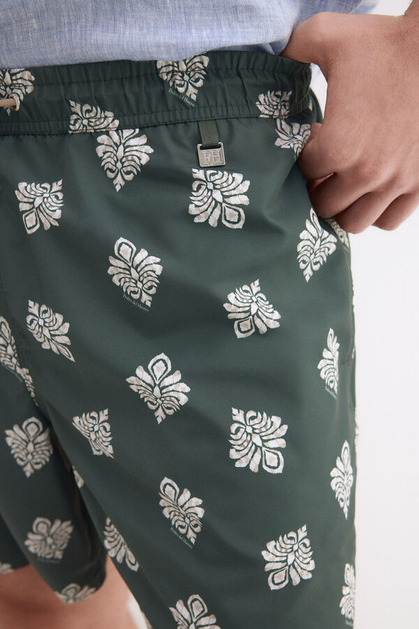 Pedro del Hierro Ba&ntilde;ador estampado &eacute;tnico Verde