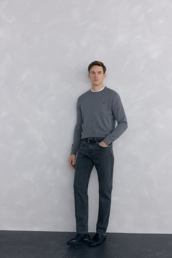 Pedro del Hierro Jersey punto algod&oacute;n premium cuello caja Gris