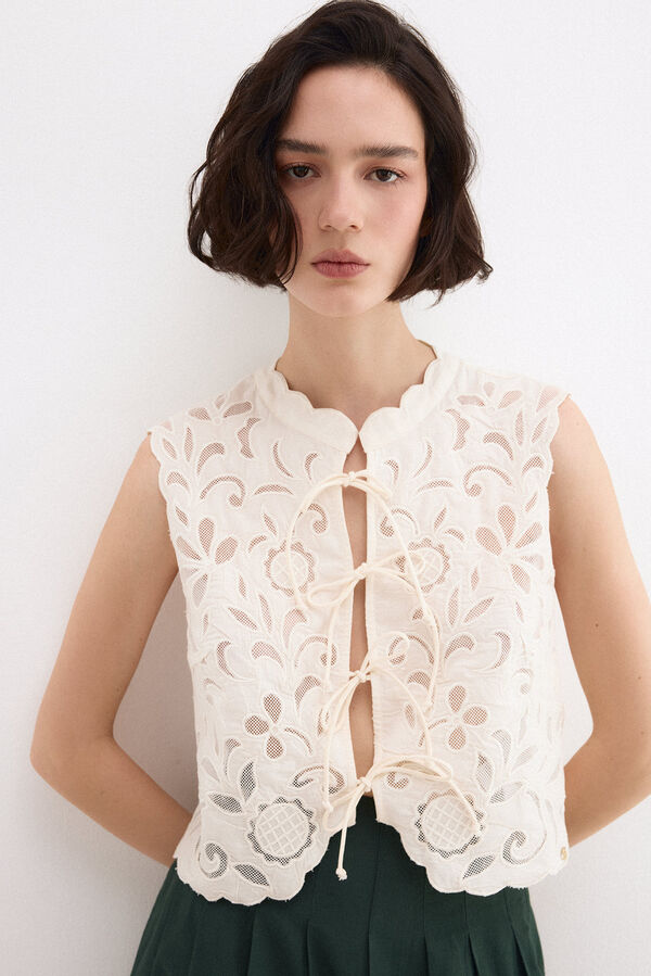 Pedro del Hierro Chaleco bordado Blanco