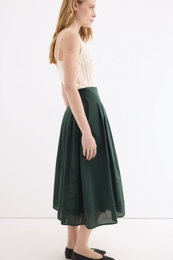 Pedro del Hierro Falda algod&oacute;n bordados Verde