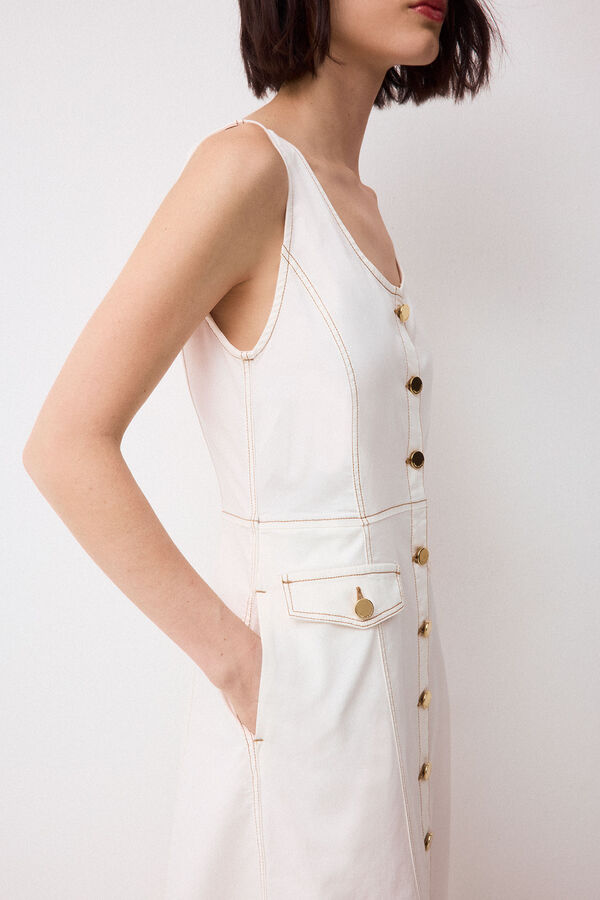 Pedro del Hierro Vestido algod&oacute;n botones Blanco