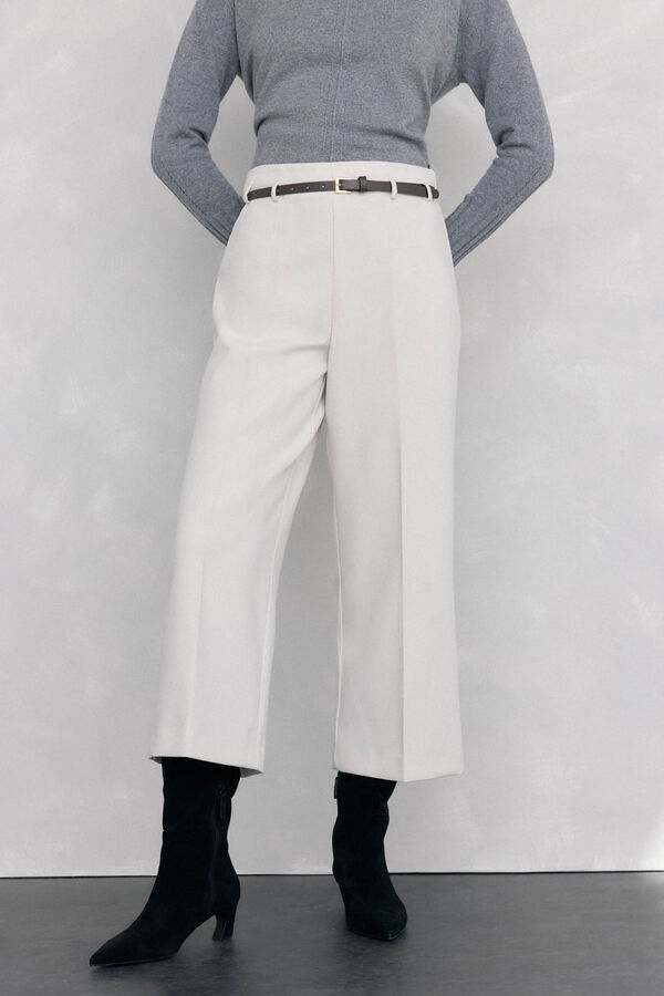 Pedro del Hierro Pantal&oacute;n culotte con cintur&oacute;n Beige