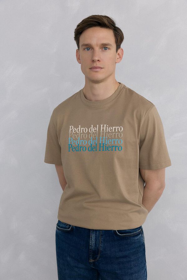 Pedro del Hierro Camiseta logo grande Beige