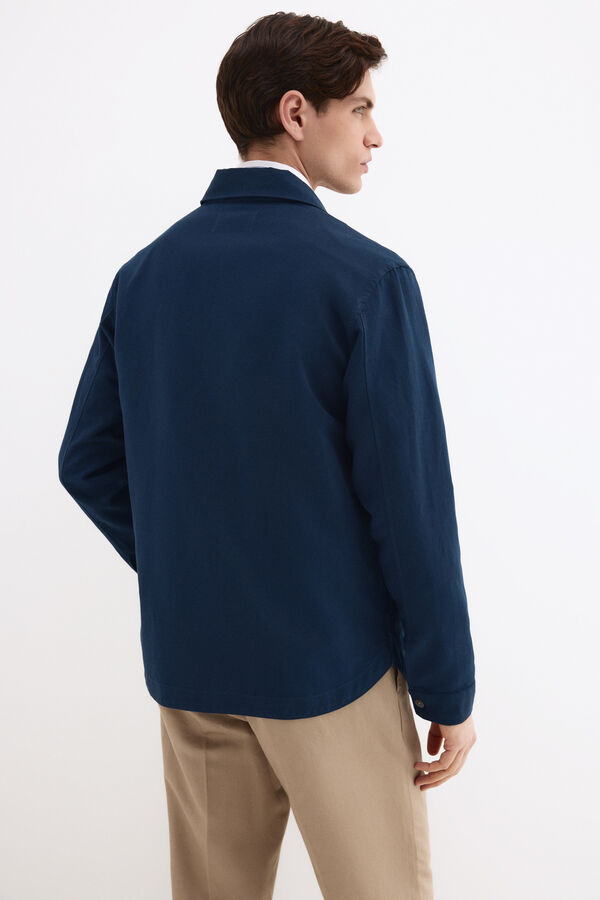Pedro del Hierro Sobrecamisa lisa algod&oacute;n lino Azul