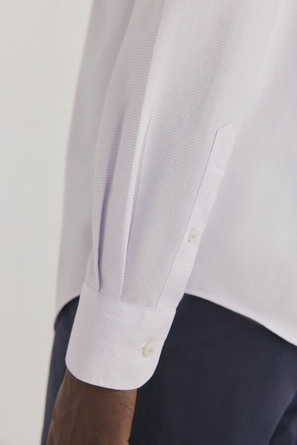 Pedro del Hierro Camisa non iron + antimanchas cuadros Morado