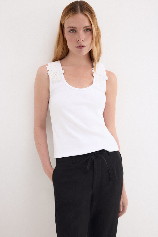 Pedro del Hierro Camiseta rib sin mangast Blanco