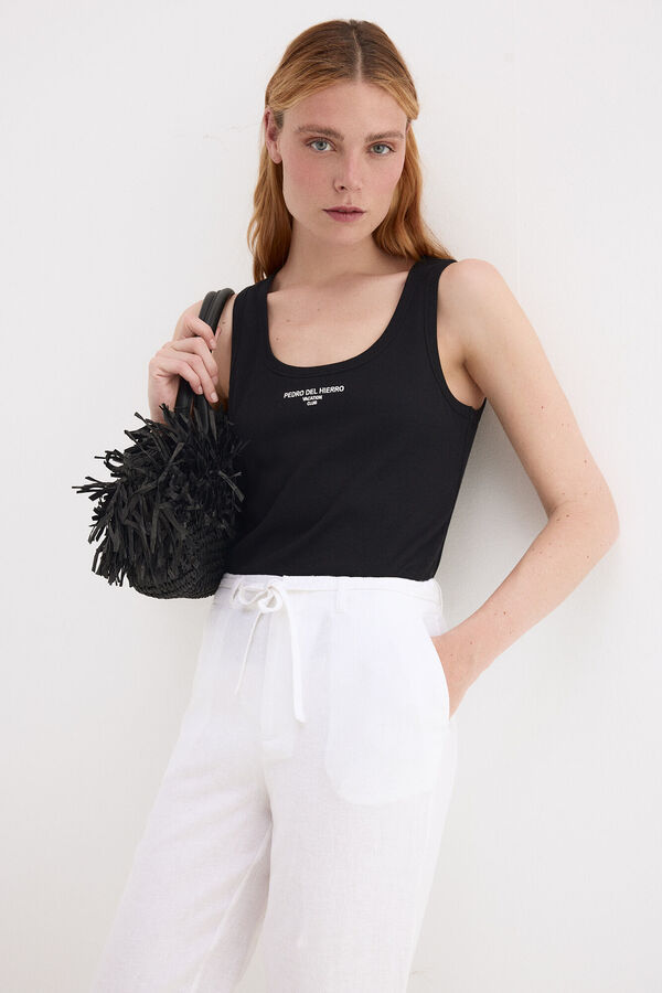 Pedro del Hierro Camiseta rib tirantes Negro