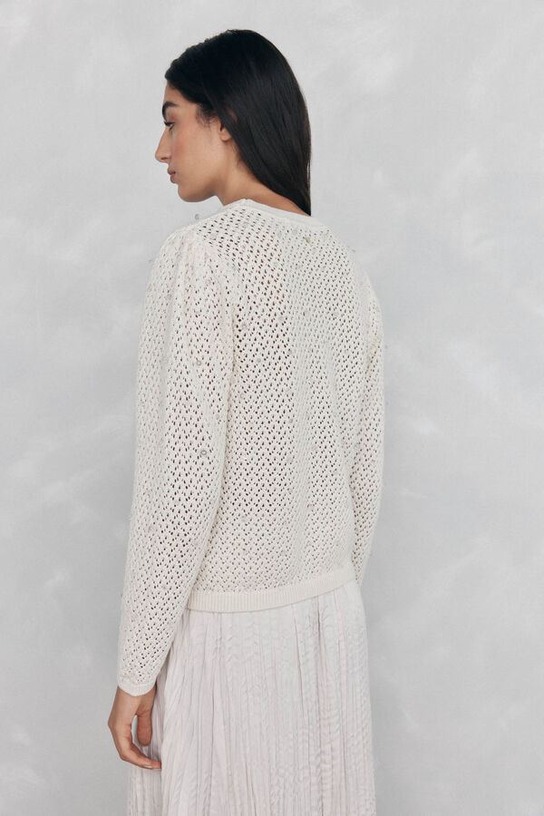 Pedro del Hierro Top de tejido fantas&iacute;a con cristalitos Beige