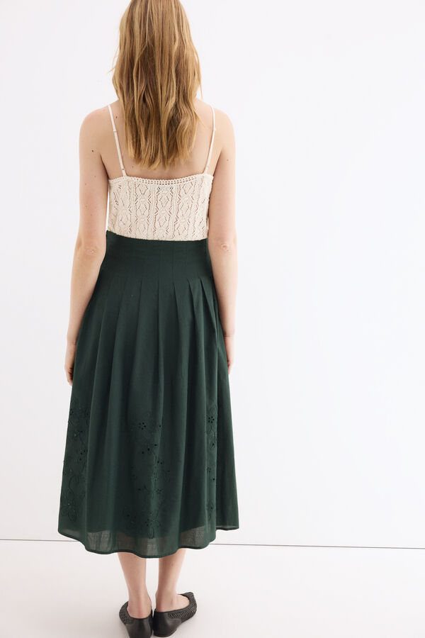 Pedro del Hierro Falda algod&oacute;n bordados Verde