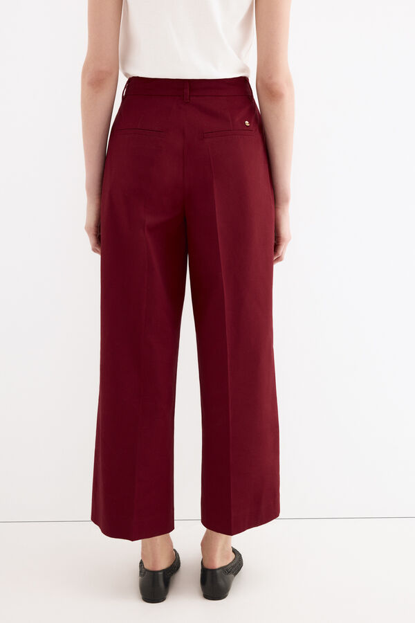 Pedro del Hierro Pantalones wide leg classic Burdeos