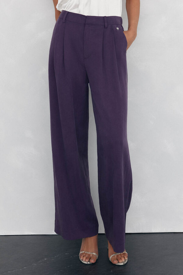 Pedro del Hierro Pantal&oacute;n recto de traje Morado