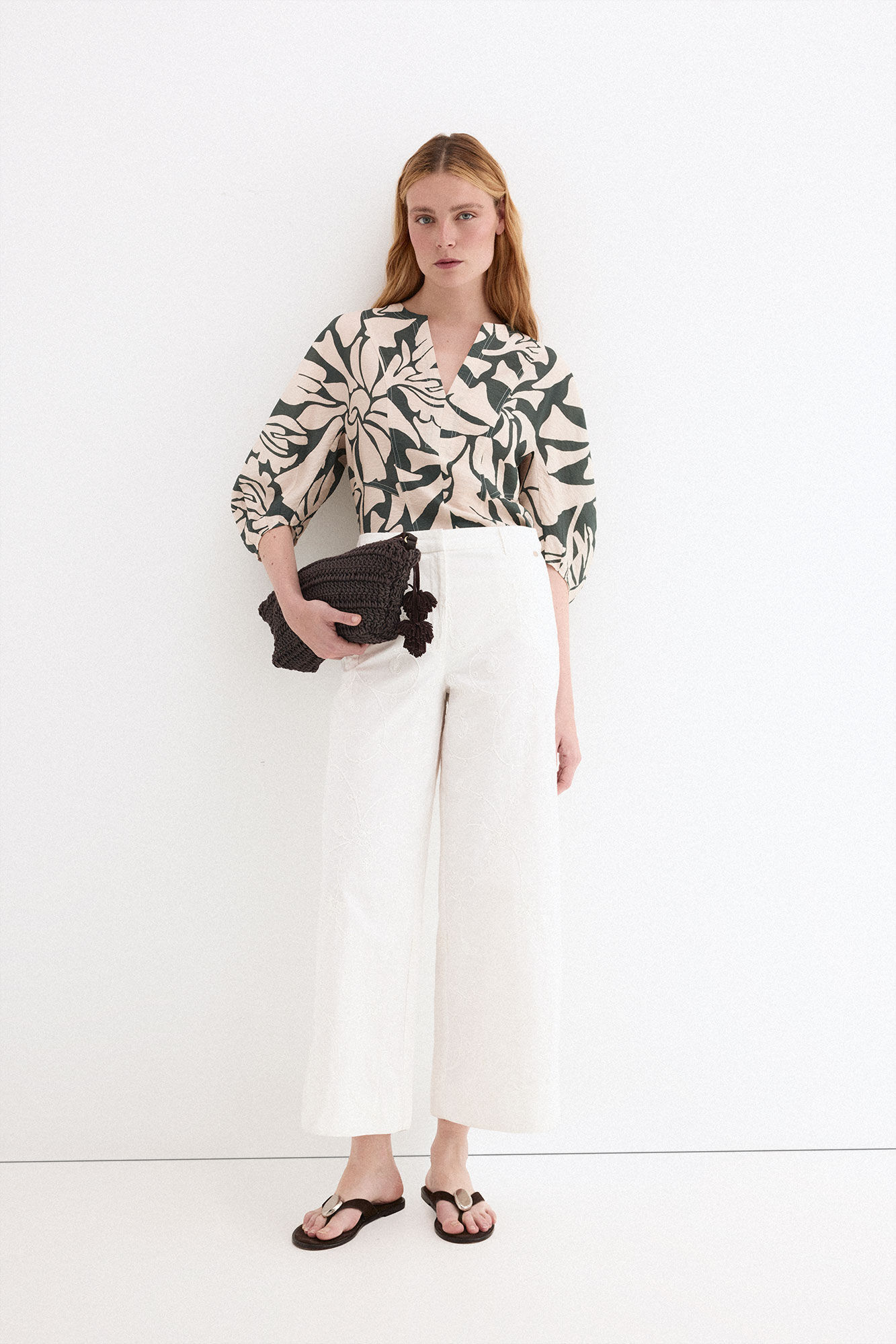 Pedro del Hierro Pantalones wide flare cl&aacute;sicos