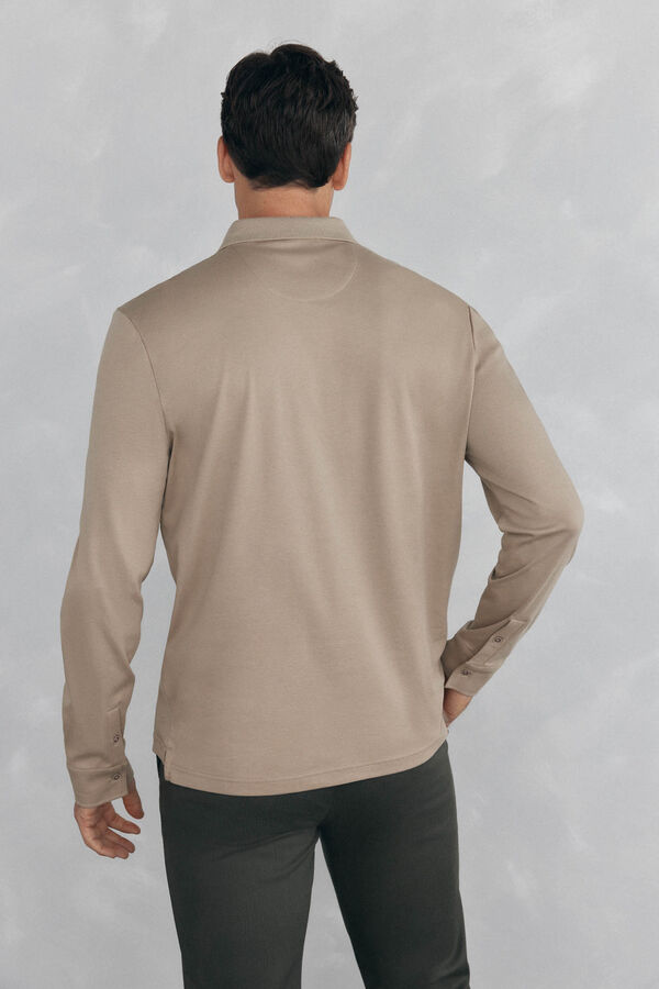 Pedro del Hierro Polo mercerizado manga larga Beige
