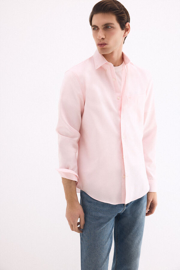 Pedro del Hierro Camisa non iron oxford liso Rosa