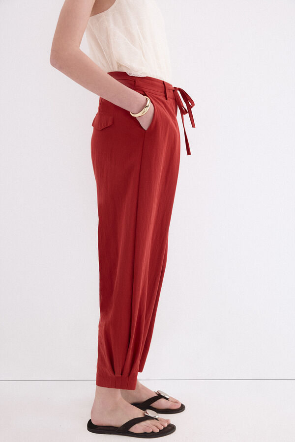 Pedro del Hierro Pantal&oacute;n con pinzas Rojo