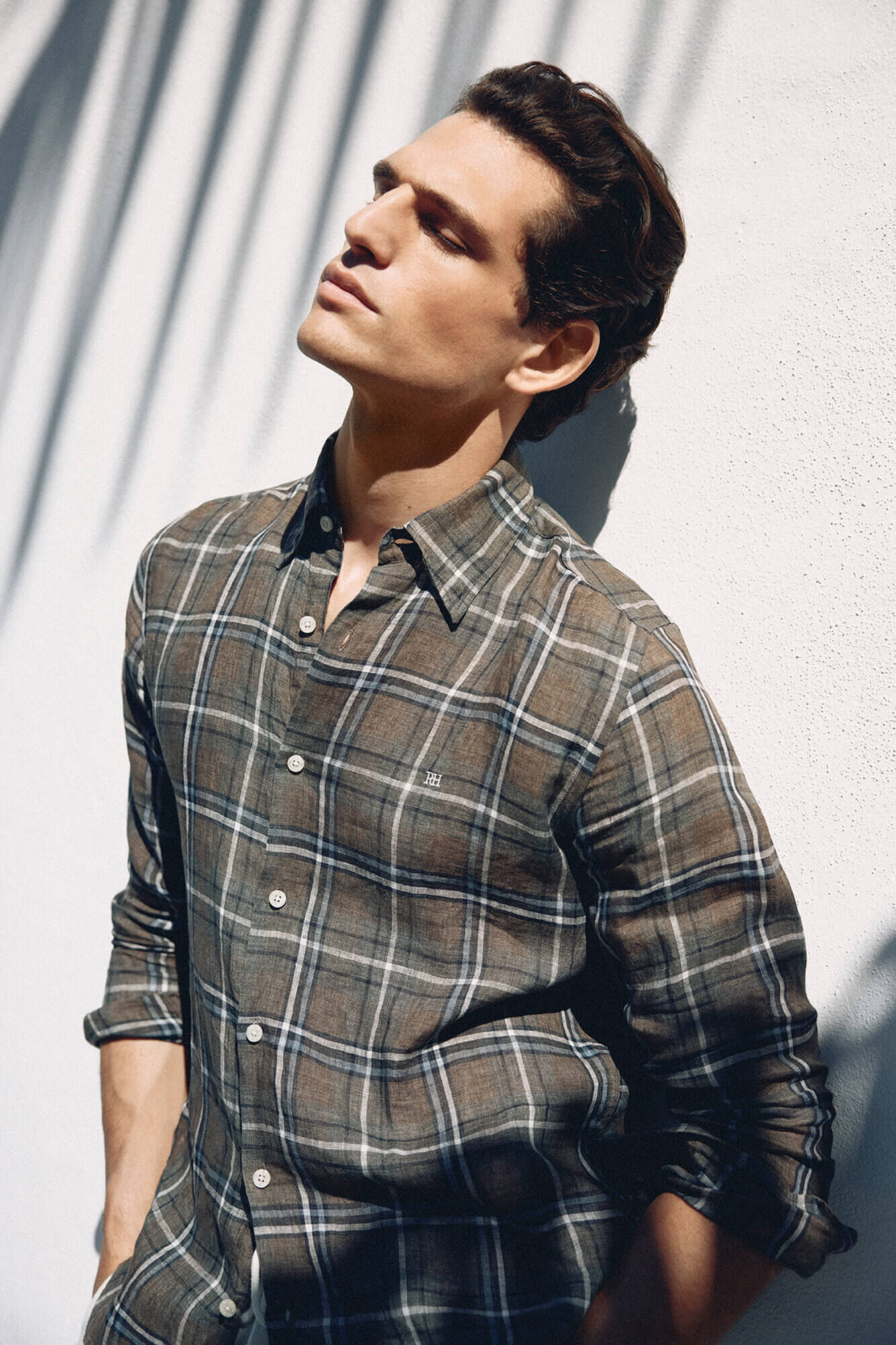 Pedro del Hierro Camisa lino cuadros tejido italiano