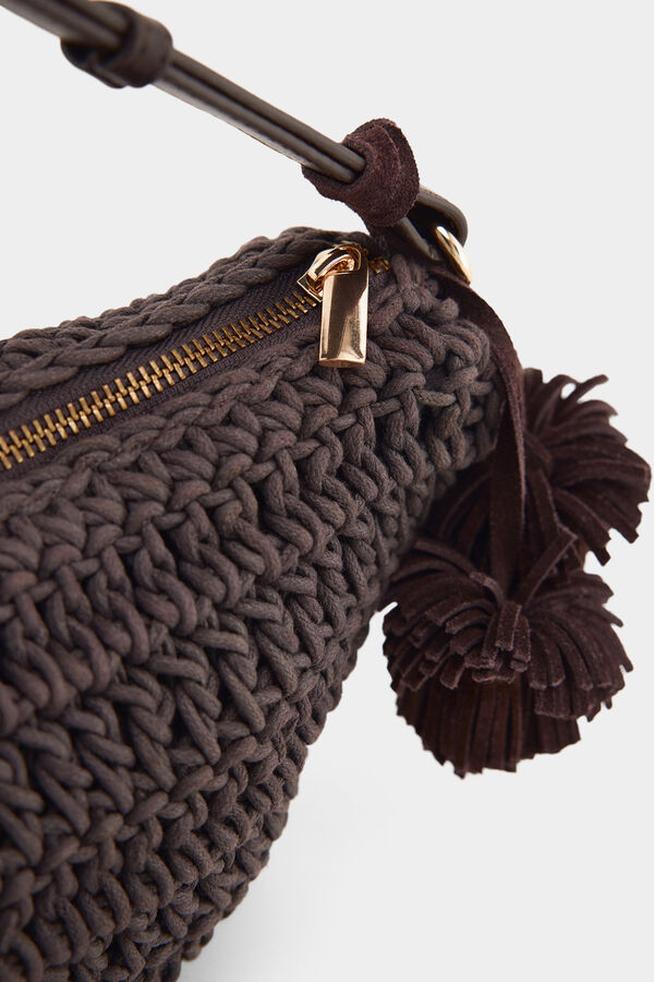 Pedro del Hierro Bolso punto trenzado Marr&oacute;n