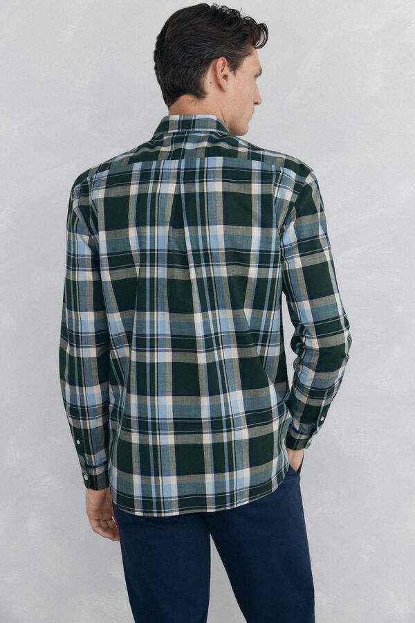 Pedro del Hierro Camisa cuadros tejido flam&eacute; Verde