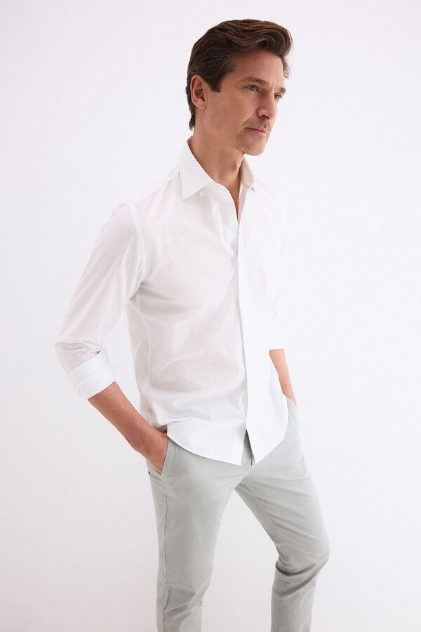 Pedro del Hierro Camisa popel&iacute;n labrado cuadros Blanco