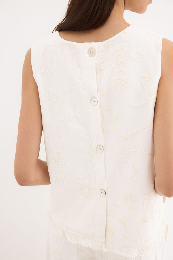 Pedro del Hierro Top bordado Blanco