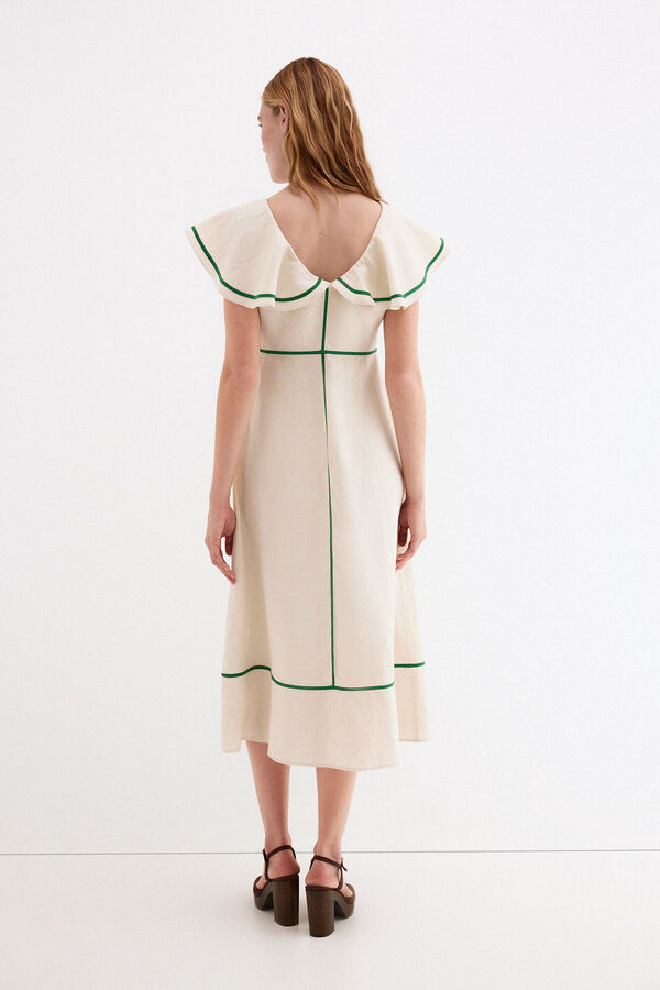 Pedro del Hierro Vestido lino detalle contrastes Crudo