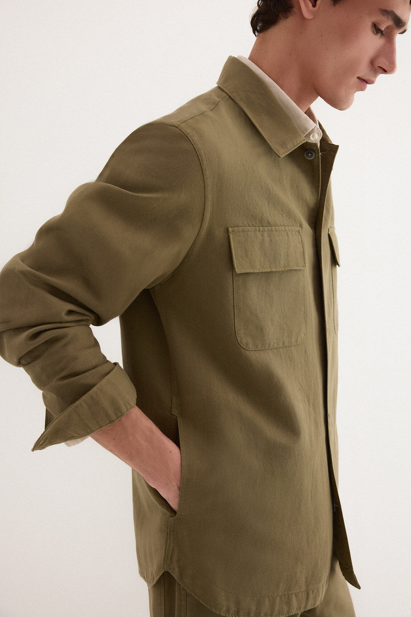 Pedro del Hierro Sobrecamisa lisa algod&oacute;n lino