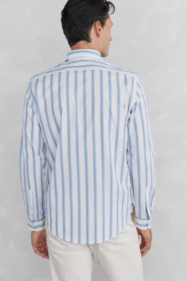 Pedro del Hierro Camisa rayas popel&iacute;n Turquesa