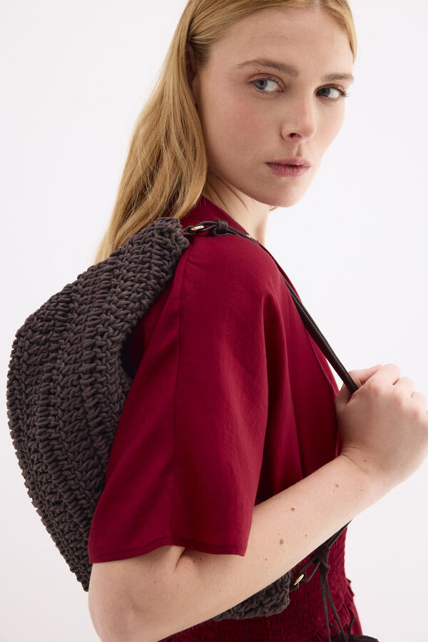 Pedro del Hierro Vestido midi con frunces en la cintura Burdeos