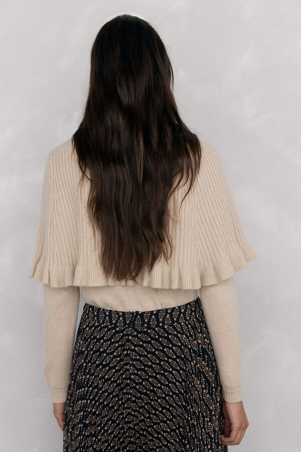 Pedro del Hierro Doble prenda Su&eacute;ter y capa con detalle de volante Crudo