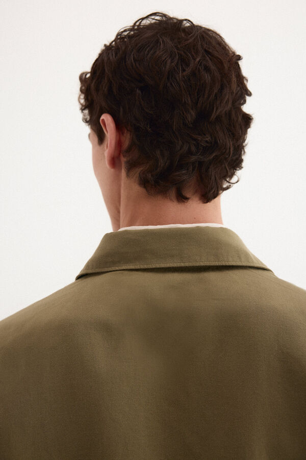 Pedro del Hierro Sobrecamisa lisa algod&oacute;n lino Verde